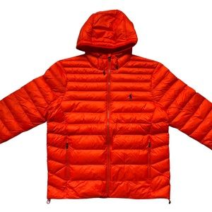 POLO RALPH LAUREN Packable Lightweight Quilted Hooded Puffer Jacket Orange